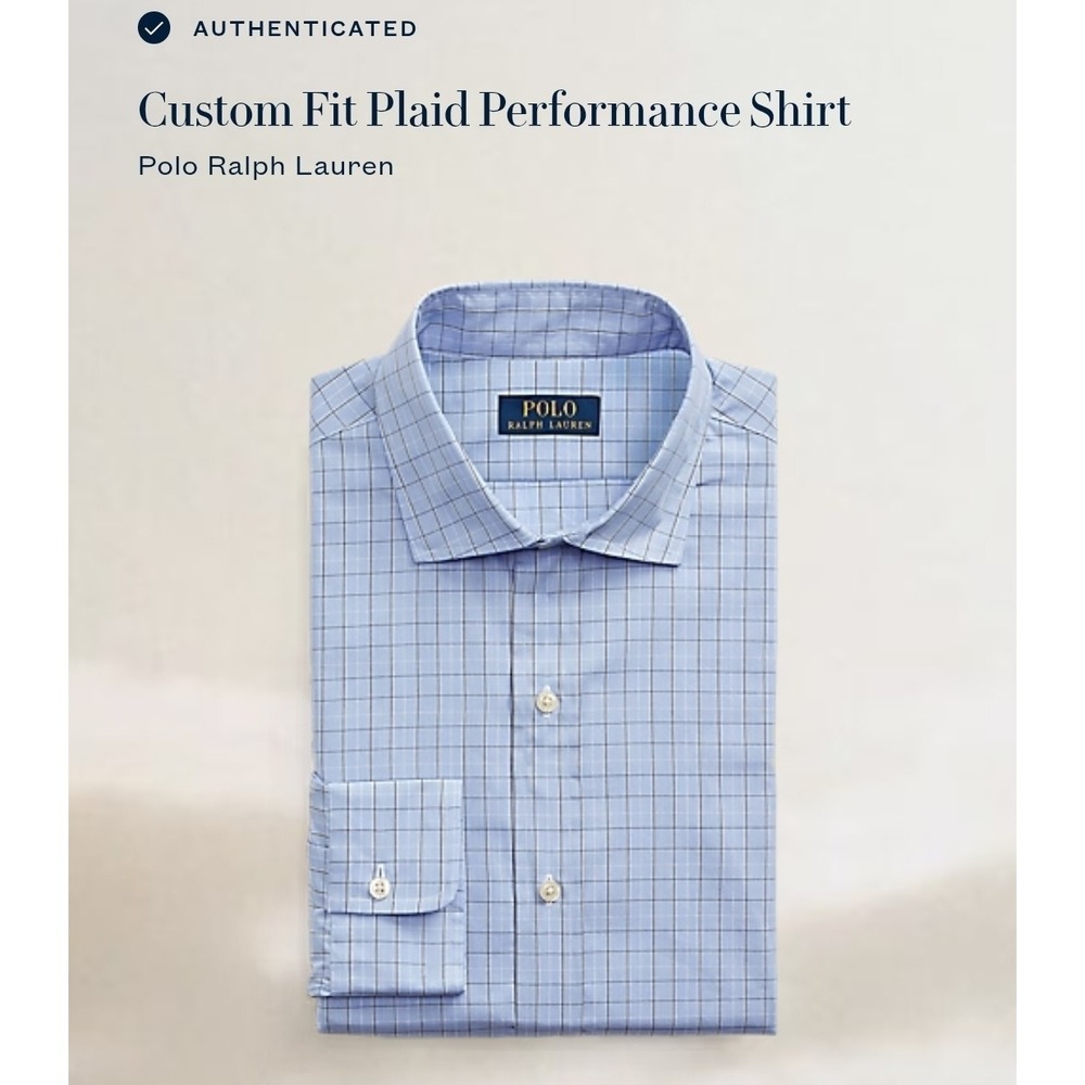 Polo Ralph Lauren Custom Fit Blue White Plaid Performance Long Sleeve Shirt XS